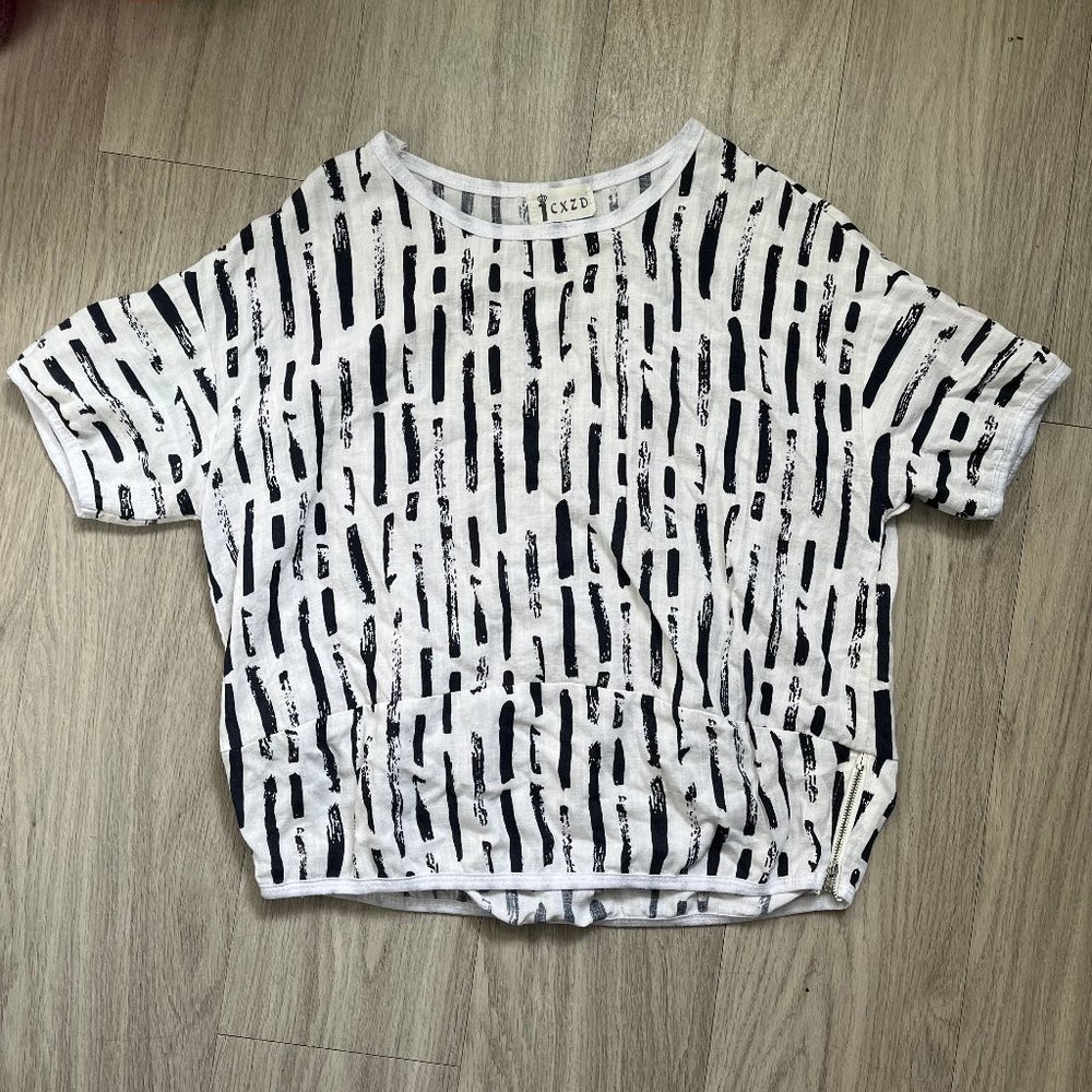 1CXZD Brushstroke Patterned Linen Shirt
